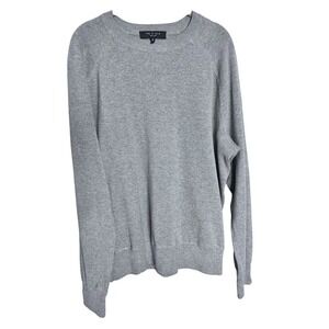 Rag & Bone Men's Cotton Cashmere Crewneck Sweater Gray Leather Tab Trim Size‎ XL